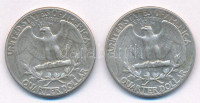 Amerikai Egyesült Államok 1947. 1/4$ Ag 'Washington quarter' (2x) T:VFUSA 1947. 1/4 Dollar Ag 'Washington quarter' (2x) C:VFKrause KM#164