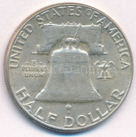 Amerikai Egyesült Államok 1960 1/2$ Ag 'Franklin' kapszulában T:XF,VF patina USA 1960 1/2 Dollar Ag 'Franklin' in capsule C:XF,VF patina Krause KM#199