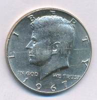 Amerikai Egyesült Államok 1967. 1/2$ Ag 'Kennedy' kapszulában T:AU patina USA 1967. 1/2 Dollar Ag 'Kennedy' in capsule C:AU patina Krause KM#202a