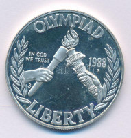 Amerikai Egyesült Államok 1988S 1$ Ag 'Szöuli Olimpia 1988' T:AU (PP) karc, kis foltUSA 1988S 1 Dollar Ag 'Seoul Olympics 1988' C:AU (PP) scratch, small spot Krause KM#222