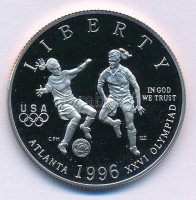 Amerikai Egyesült Államok 1996S 1/2$ Cu-Ni 'Atlantai Olimpia - Női labdarúgás' kapszulában T:PP USA 1996S 1/2 Dollar Cu-Ni 'Atlanta Olympics - Women's Soccer' in capsule C:PPKrause KM#271