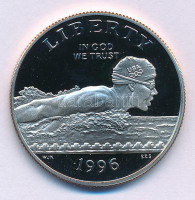 Amerikai Egyesült Államok 1996S 1/2$ Cu-Ni 'Atlantai Olimpia - Úszás' kapszulában T:PP USA 1996S 1/2 Dollar Cu-Ni 'Atlanta Olympics - Swimming' in capsule C:PPKrause KM#267