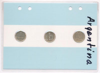 Argentína 1992. 1c-10c aranyozva (3xklf) díszlapon T:UNC,AUArgentina 1992. 1 Centavo - 10 Centavos gilt (3xdiff), on decorative cardboard sheet C:UNC,AU
