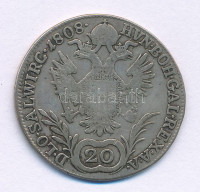 Ausztria 1808A 20kr Ag 'I. Ferenc' T:F patinaAustria 1808A 20 Kreuzer Ag 'Franz I' C:F patinaKrause KM#2141