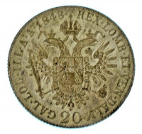 Ausztria 1848A 20kr Ag 'I. Ferdinánd' T:AU patina Austria 1848A 20 Kreuzer Ag 'Ferdinand I' C:AU patina Krause KM#2208