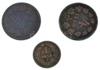 Ausztria 1858A 1kr Cu + 1860A 4kr Cu (2x) T:FAustria 1858A 1 Kreuzer Cu + 1860A 4 Kreuzer Cu (2x) C:F