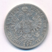 Ausztria 1879. 1Fl Ag 'Ferenc József' T:VF kis ph.Austria 1879. 1 Florin Ag 'Franz Joseph' C:VF small edge errorKrause KM#2222