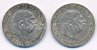 Ausztria 1914-1915. 1K Ag 'Ferenc József' (2xklf) T:AU,XF patina Austria 1914-1913. 1 Corona Ag 'Franz Joseph' (2xdiff) C:AU,XF patina Krause KM#2820