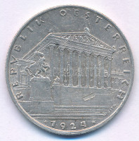 Ausztria 1924. 1Sch Ag T:XFAustria 1924. 1 Schilling Ag C:XF Krause KM#2835