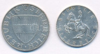 Ausztria 1958. 10Sch Ag + 1963. 5Sch Ag T:XF,VF patinaAustria 1958. 10 Schilling Ag + 1963. 5 Schilling Ag C:XF,VF patina