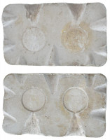 Ausztria DN (~1892-1914) 2 darabból álló gipsz öntőminta az osztrák 20 Heller-es érméhez (~53x87mm) T:VF,FAustria ND (~1892-1914) 2-piece plaster cast for the Austrian 20 Heller coin (~53x87mm) C:VF,F