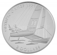 Bahamák 1995. 2D Ag 'II. Erzsébet / Olimpiai játékok 1996 - Katamarán vitorlázás' T:PP /Bahamas 1995. 2 Dollars Ag 'Elizabeth II / Olympic Games 1996 - Catamaran Sailing' C:PPKrause KM#183.2