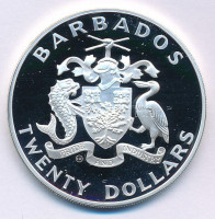 Barbados 1988. 20$ Ag 'XXIV. Nyári Olimpia Szöul' kapszulában T:PP Barbados 1988. 20 Dollars Ag '24th Summer Olympics Seoul' in capsule C:PP Krause KM#49