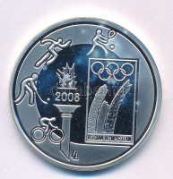 Belgium 2008. 10E Ag 'Pekingi Olimpia 2008' kapszulában, tanúsítvánnyal T:PP foltBelgium 2008. 10 Euro Ag 'Olympic Games 2008 Beijing' in capsule with certificate C:PP spotKrause KM#268