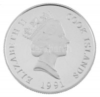 Cook-szigetek 1991. 5$ Ag 'Az első ember a Holdon 1969' kapszulában T:PP Cook Islands 1991. 5 Dollars Ag 'First man on the Moon 1969' in capsule C:PP Krause KM#253
