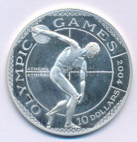 Cook-szigetek 2001. 10D Ag 'Nyári Olimpiai 2004 - Athén' T:UNC (eredetileg PP) Cook Islands 2001.10 Dollars Ag '2004 Summer Olympics - Athens' C:UNC (originally PP)Krause KM#473