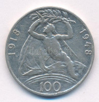 Csehszlovákia 1948. 100K Ag 'Függetlenség' T:XF phCzechoslovakia 1948. 100 Korun Ag 'Independence' C:XF edge errorKrause KM#27
