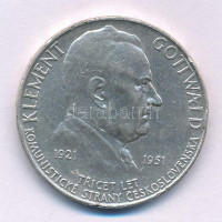 Csehszlovákia 1951. 100K Ag 'Klement Gottwald' T:XF ph. Czechoslovakia 1951. 100 Korun Ag 'Klement Gottwald' C:XF edge error Krause KM#33