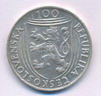 Csehszlovákia 1951. 100K Ag 'Klement Gottwald' T:XF ph. Czechoslovakia 1951. 100 Korun Ag 'Klement Gottwald' C:XF edge error Krause KM#33