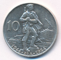 Csehszlovákia 1954. 10K Ag 'A szlovák felkelés 10. évfordulója' T:AU Czechoslovakia 1954. 10 Korun Ag '10th anniversary of the Slovakian Uprising' C:AU Krause KM#40