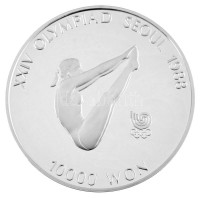Dél-Korea 1987. 10.000W Ag '1988. Nyári Olimpiai Játékok - Szöul / Toronyugró' T:PP apró felületi karc /South Korea 1987. 10.000 Won Ag 'Olympic Games 1988 in Seoul / High diver' T:PP tiny surface scratchKrause KM# 57