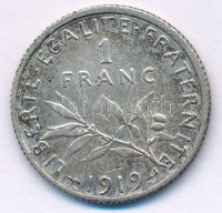Franciaország 1919. 1Fr Ag T:AU patina France 1919. 1 Franc Ag C:AU patina Krause KM#844.1