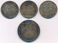 Franciaország 1930. 10Fr Ag (2x) + 1934. 10Fr Ag + 1933. 20Fr Ag T:VF,F patinaFrance 1930. 10 Francs Ag (2x) + 1934. 10 Francs Ag + 1933. 20 Francs Ag C:VF,F patina