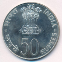 India 1974. 50R Ag 'FAO - Családtervezés' T:AU kis patinaIndia 1974. 50 Rupees Ag 'FAO - Planned Families' C:AU small patinaKrause KM#255