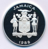 Jamaika 1988. 25$ Ag 'Nyári Olimpia 1988 Szöul' kapszulában T:PP Jamaica 1988. 25 Dollars Ag '1988 Summer Olympics, Seoul' in capsule C:PP Krause KM#141