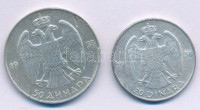 Jugoszlávia 1938. 20D Ag 'II. Péter' + 1938. 50D Ag 'II. Péter' T:XF karc Yugoslavia 1938. 20 Dinara Ag 'Petar II' + 50 Dinara Ag 'Petar II' C:XF scratch
