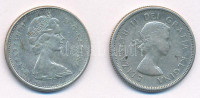 Kanada 1964. 25c Ag + 1967. 25c Ag T:XF,VFCanada 1964. 25 Cents Ag + 1967. 25 Cents Ag C:XF,VFKrause KM#52, KM#68
