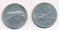 Kanada 1964. 25c Ag + 1967. 25c Ag T:XF,VFCanada 1964. 25 Cents Ag + 1967. 25 Cents Ag C:XF,VFKrause KM#52, KM#68