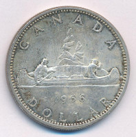 Kanada 1966. 1$ Ag 'II. Erzsébet' T:1-,2 patinaCanada 1966. 1 Dollar Ag 'Elizabeth II' C:AU,XF patinaKrause KM#64.1
