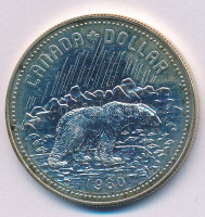 Kanada 1980. 1$ Ag 'Arktiszi területek - Jegesmedve' kapszulában, viseltes dísztokban T:BU patinaCanada 1980. 1 Dollar Ag 'Arctic Territories - Polar bear' in capsule, in well-worn case C:BU patina Krause KM#128