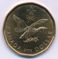 Kanada 2006. 1$ bronzozott Ni 'Téli Olimpia 2006 - Lucky Loonie' forgalmi emlékkiadás T:AU patinaCanada 2006. 1 Dollar bronze plated Ni '2006 Winter Olympic Games - Lucky Loonie' circulating commemorative coin C:AU patinaKrause KM#630