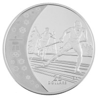Kanada 2009. 25$ Ag 'A vancouveri Téli Olimpia / Sífutás' forgalomba nem került, részben hologramos emlékérme, kapszulában, tanúsítvánnyal T:PP / Canada 2009. 25 Dollars Ag '2010 Winter Olympics, Vancouver / Cross Country Skiing'