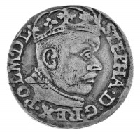 Lengyel-Litván Nemzetközösség 1584. 3gr Ag 'Báthory István' Olkusz (2,55g) T:XF,VF / Polish-Lithuanian Commonwealth 1584. 3 Grossus (Trojak koronny) Ag 'Stephan Bathory' Olkusz (2,55g) C:XF,VF