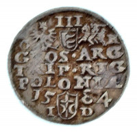 Lengyel-Litván Nemzetközösség 1584. 3gr Ag 'Báthory István' Olkusz (2,55g) T:XF,VF / Polish-Lithuanian Commonwealth 1584. 3 Grossus (Trojak koronny) Ag 'Stephan Bathory' Olkusz (2,55g) C:XF,VF