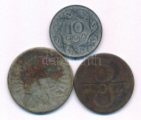Lengyelország 1925. 5gr bronz + 1934. 2Zl Ag + Német megszállás 1923. (1941-1944) 10gr Zn T:VF,FPoland 1925. 5 Groszy bronze + 1934. 2 Złote Ag + German occupation 1923. (1941-1944) 10 Groszy Zn C:VF,F
