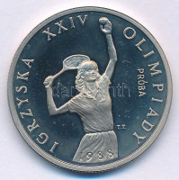 Lengyelország 1987. 200Zl Cu-Ni 'Nyári Olimpia Szöul 1988 - Tenisz' jelzett próbaveret T:PP Poland 1987. 200 Zlotych Cu-Ni 'Summer Olympics Seoul 1988 - Tennis' marked trial strike C:PPKrause KM#Pr555