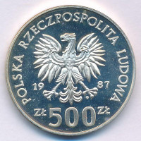 Lengyelország 1987. 500Zl Ag 'Téli Olimpia Calgary 1988' T:PP ujjlenyomatPoland 1987. 500 Zlotych Ag 'Winter Olympics Calgary 1988' C:PP fingerprintsKrause Y#172