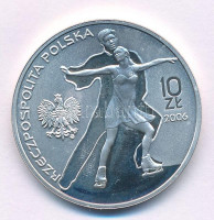 Lengyelország 2006. 10Zl Ag 'Torinói Téli Olimpia 2006' kapszulában T:PP ujjlenyomatPoland 2006. 10 Zlotych Ag 'Olympic Winter Games - Turin 2006' in capsule C:PP fingerprintsKrause Y#556