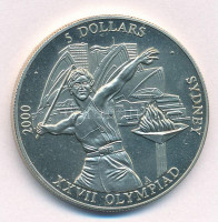 Libéria 2000. 5$ Cu-Ni '2000. évi Olimpiai Játékok, Sydney' kapszulában T:UNCLiberia 2000. 5 Dollars Cu-Ni 'Olympic Games 2000, Sydney' in capsule C:UNCKM#735