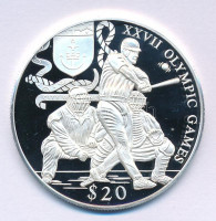 Libéria 2000. 20$ Ag '2000. évi Olimpiai Játékok Sydney - Baseball' kapszulában T:PP apró foltLiberia 2000. 20 Dollars Ag 'Olympic Games 2000 Sydney - Baseball' in capsule C:PP tiny spot