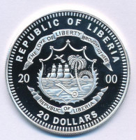 Libéria 2000. 20$ Ag '2000. évi Olimpiai Játékok Sydney - Baseball' kapszulában T:PP apró foltLiberia 2000. 20 Dollars Ag 'Olympic Games 2000 Sydney - Baseball' in capsule C:PP tiny spot