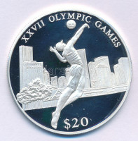 Libéria 2000. 20$ Ag '2000. évi Olimpiai Játékok Sydney - Röplabda' kapszulában T:PP apró foltLiberia 2000. 20 Dollars Ag 'Olympic Games 2000 Sydney - Volleyball' in capsule C:PP tiny spotKrause KM#576