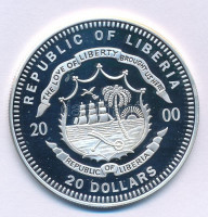 Libéria 2000. 20$ Ag '2000. évi Olimpiai Játékok Sydney - Röplabda' kapszulában T:PP apró foltLiberia 2000. 20 Dollars Ag 'Olympic Games 2000 Sydney - Volleyball' in capsule C:PP tiny spotKrause KM#576