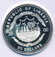 Libéria 2000. 20$ Ag '2000. évi Olimpiai Játékok Sydney - Magasugrás' kapszulában T:PP foltLiberia 2000. 20 Dollars Ag 'Olympic Games 2000 Sydney - High Jump' in capsule C:PP spotKrause KM#577
