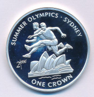 Man-sziget 1999. 1C Ag '2000. évi Olimpiai Játékok Sydney - Gátugrók' T:PP foltIsle of Man 1999. 1 Crown Ag 'Olympic Games 2000 Sydney - Hurdlers' C:PP spotKrause KM#930a