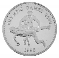 Mongólia 1998. 500T Ag '2000. évi Olimpiai Játékok Sydney - Birkózás' kapszulában T:PP apró folt / Mongolia 1998. 500 Tögrög Ag '2000 Summer Olympics, Sydney - Wrestling' in capsule C:PP small spotKrause KM#156